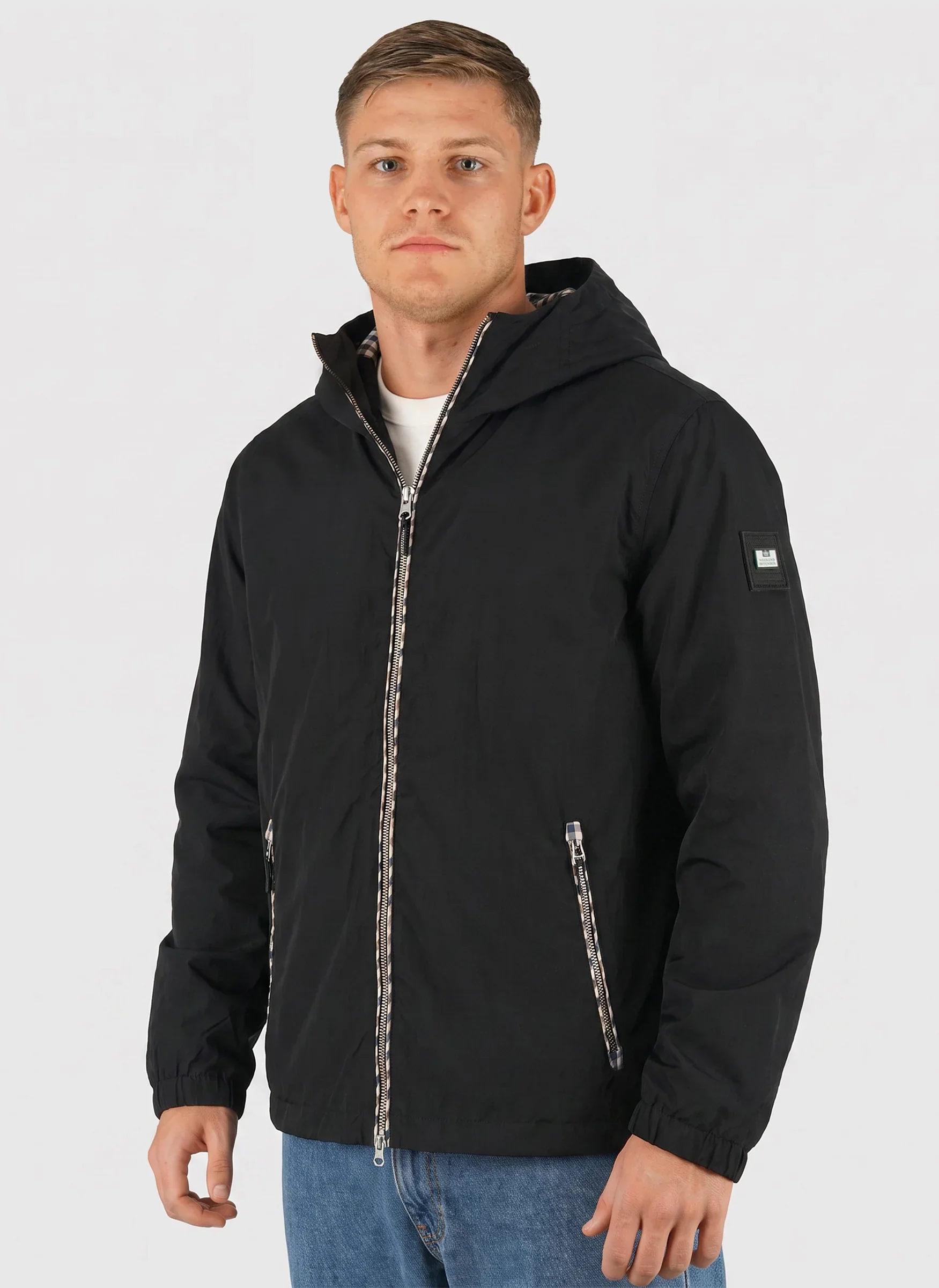 Campania Check Windbreaker Jacket - Black