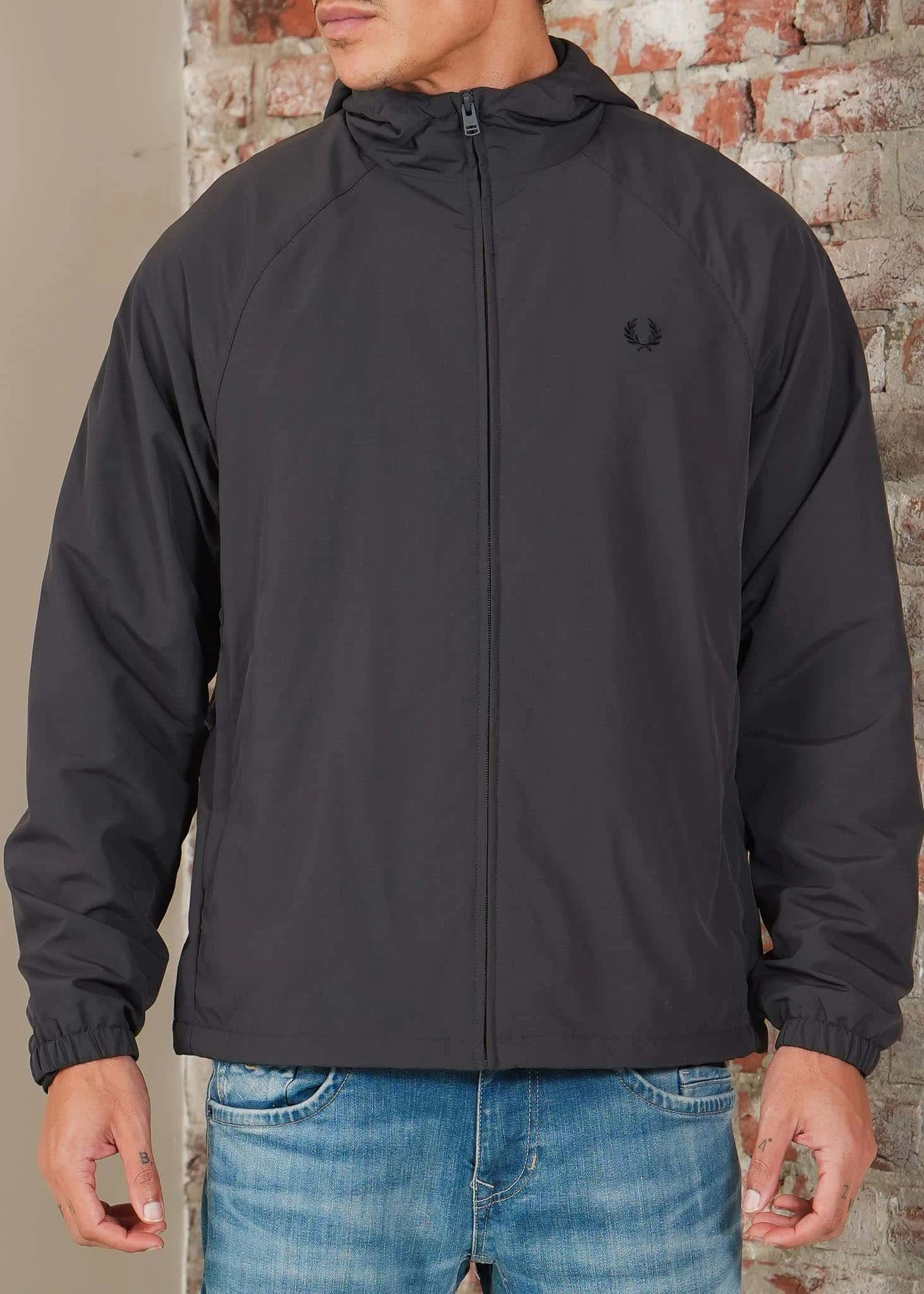 Hooded shell jacket - anchor grey