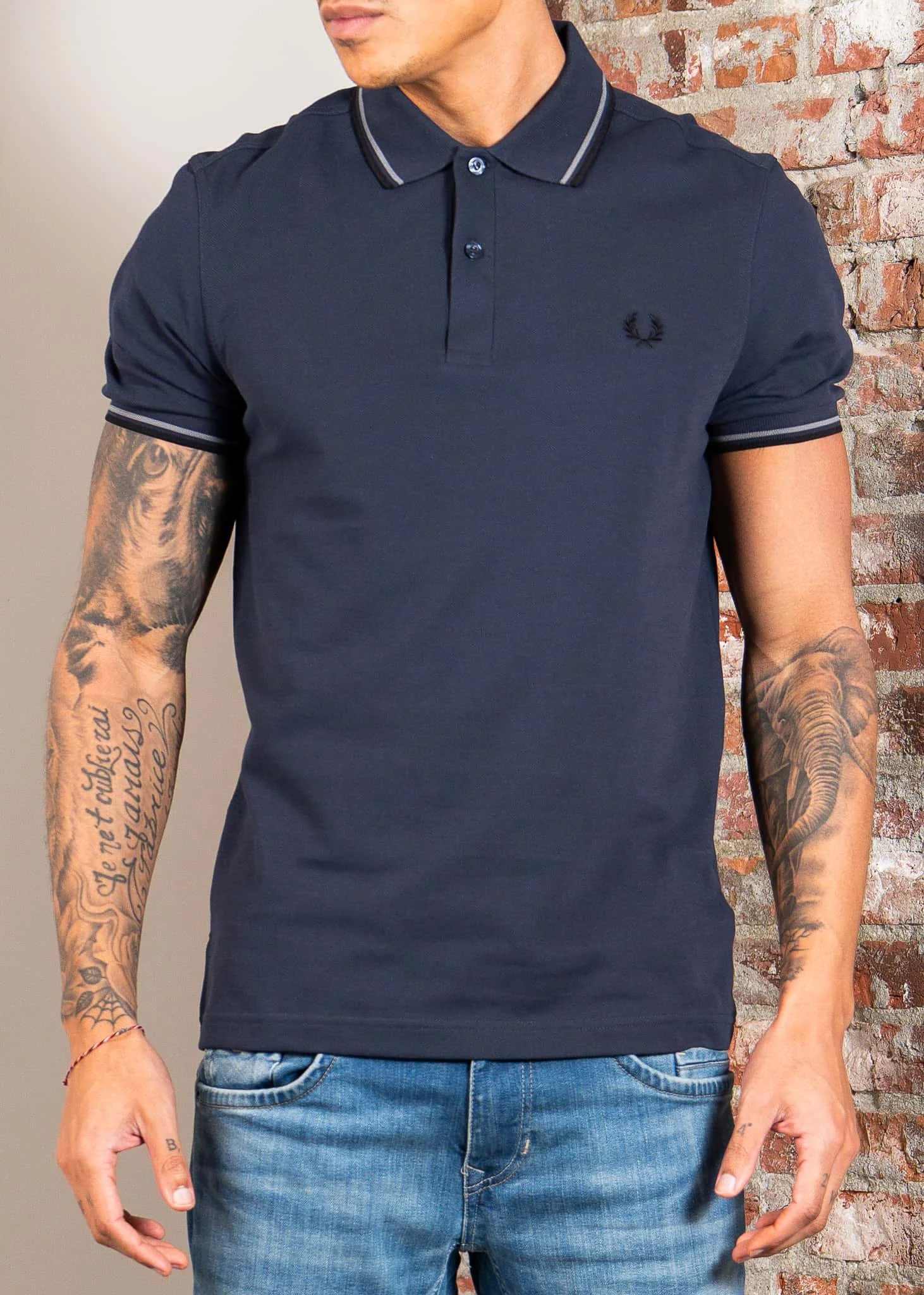 Twin tipped fred perry shirt - dark airforce stockport blue black