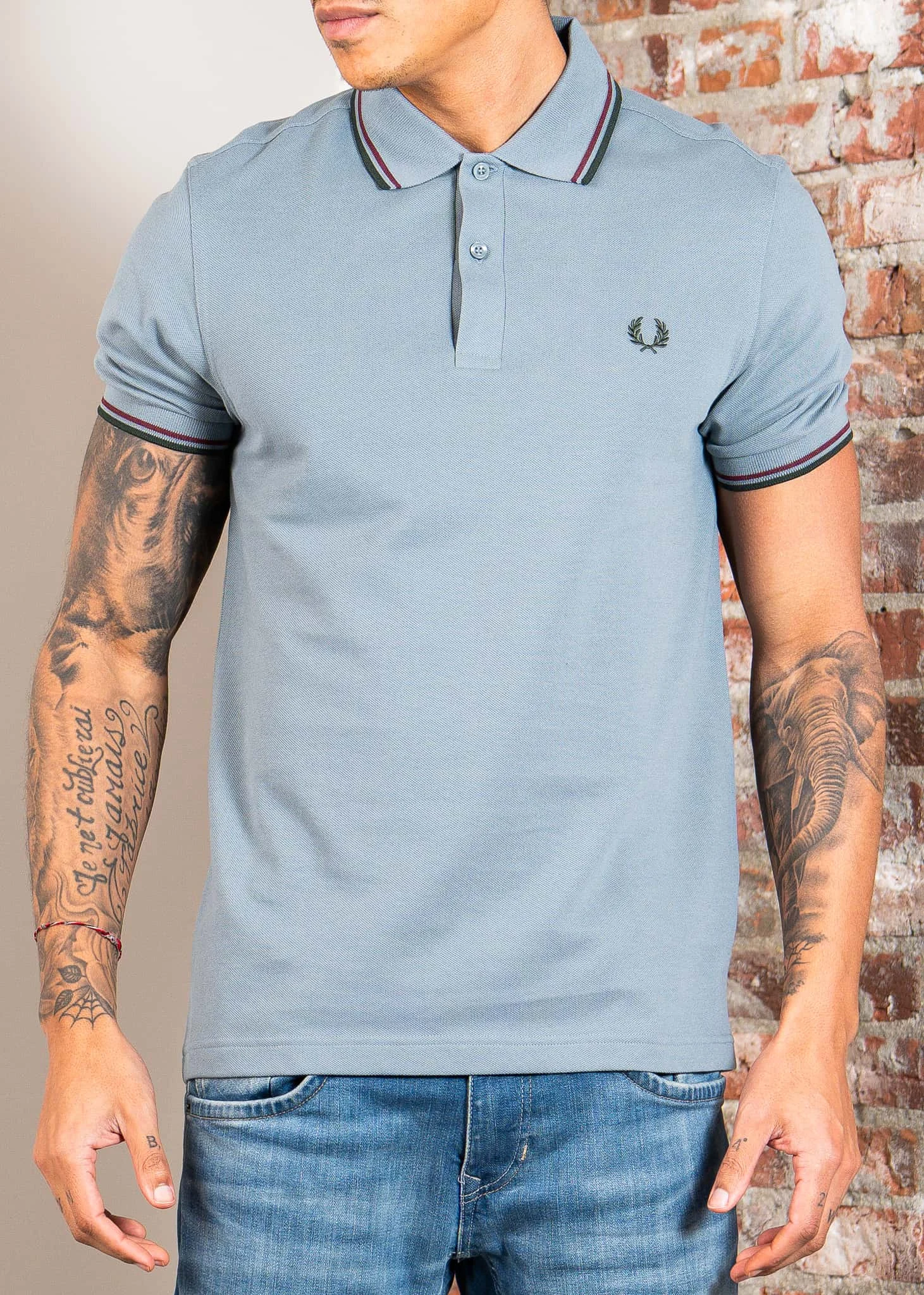 Twin tipped fred perry shirt - stockport blue oxblood grassroots
