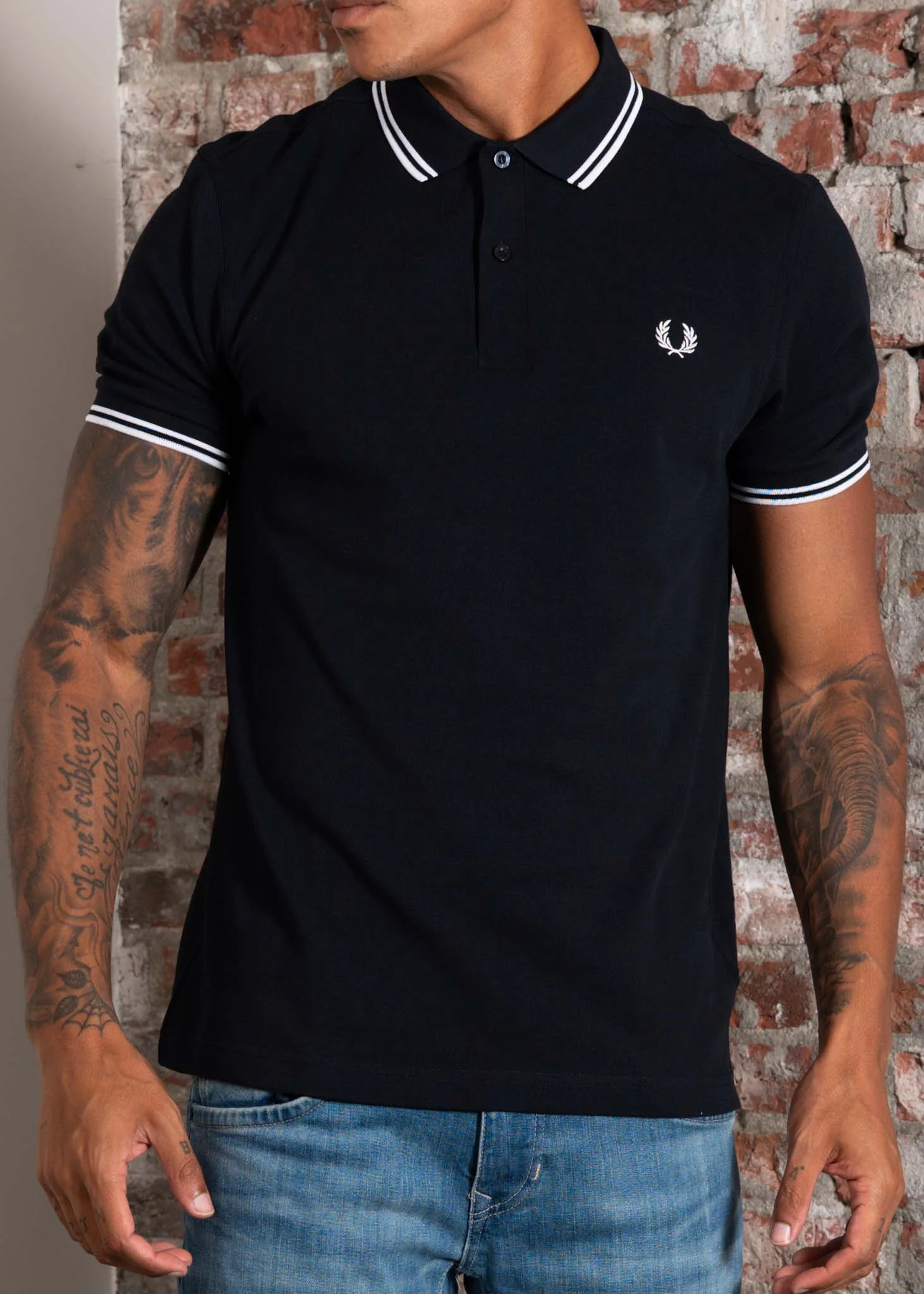 Twin tipped Fred Perry shirt - navy white